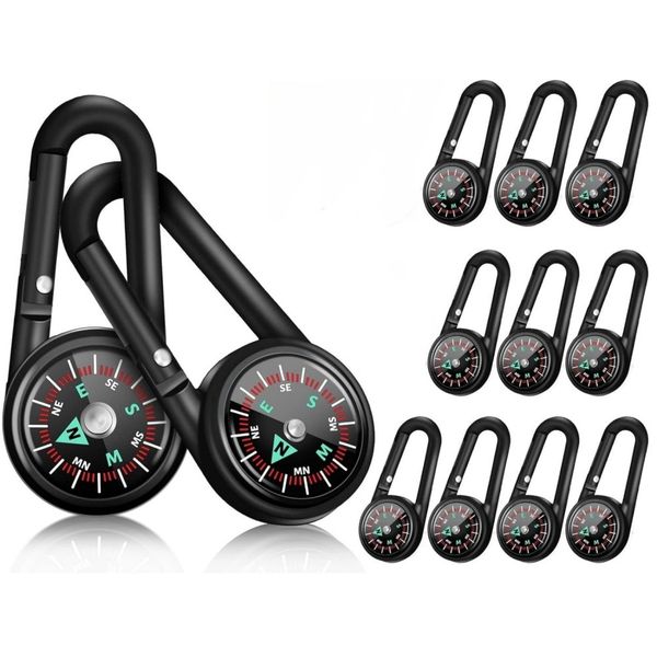 12pcs Magnetic Keychain Mini Compass, for Hiking Camping Backpacking