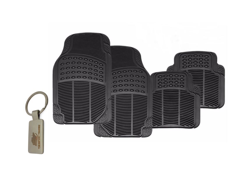 4 Pieces Universal PVC Rubber Car Floor Mats With TIT Keychain