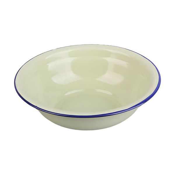 24cm Enamel Bowls Beige and Green - 2Pack