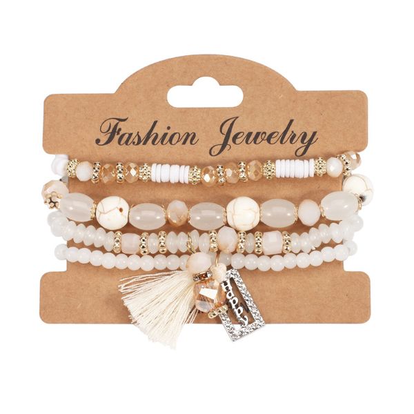 New Vintage Boho Tassel Crystal Pendant Multi-Layer Beaded Bracelet