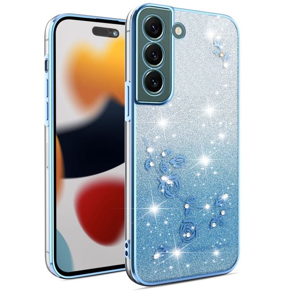 Phone Case Compatible With Samsung S22 Flowers Diamond Shining Cover