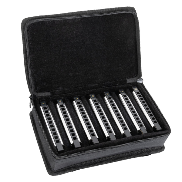 Sonata 7 x 10 Hole Harmonica Set - A, Bb, C, D, E, F, G, Including Case