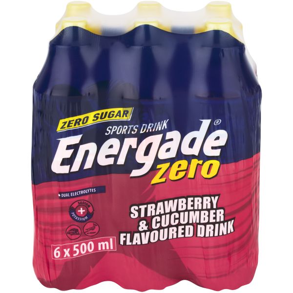 Energade Zero Strawberry &amp; Cucumber Flavoured Sports Drink 500ml x 6