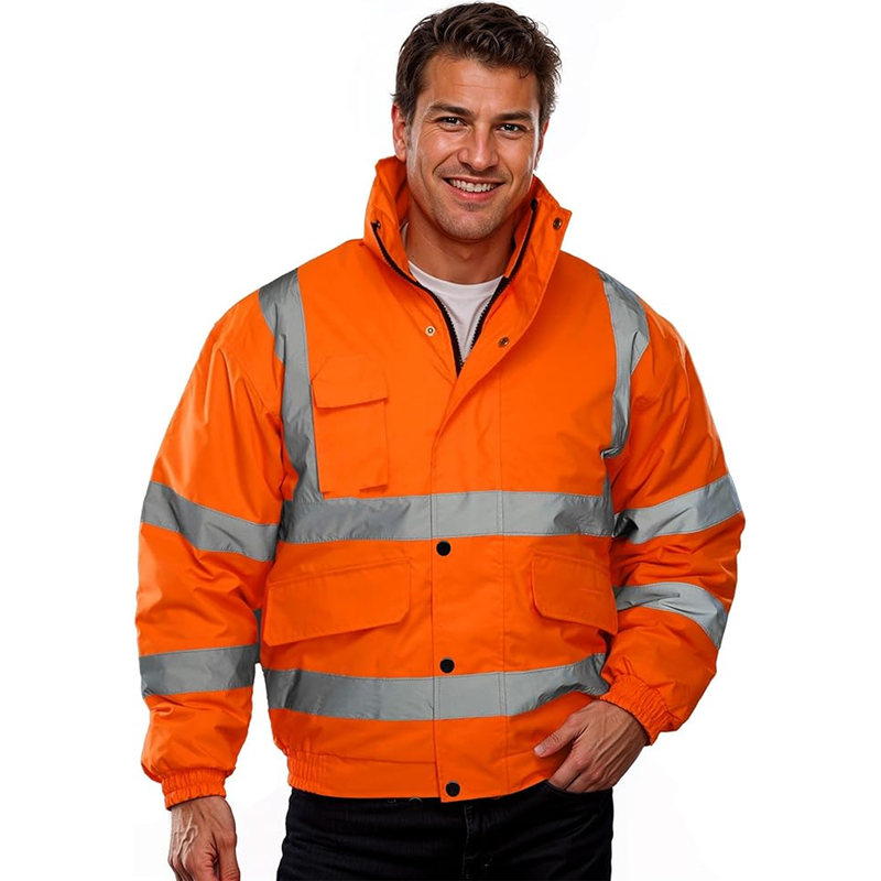 Reflective Padded Jacket with Hat,Hi-Vis Windproof,Waterproof Work Vest