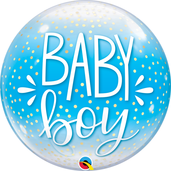 22 Inch Single Bubble Baby Boy Blue &amp; Confetti Dots