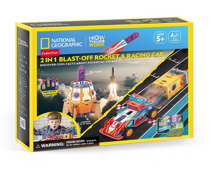 Cubic Fun National Geographic - 2in1 Blast-Off Rocket &amp; Car 3D Puzzle