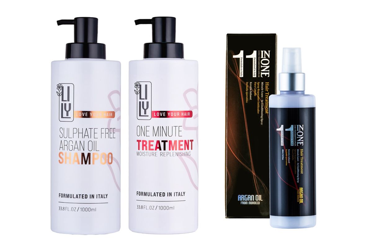 Lily Moroccan Argan Oil - Triple Pack - Shampoo + Conditioner 1 L + 11 in 1