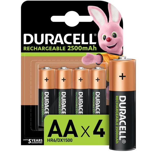 Duracell Rechargeable AA 2500mAh batteries - 4 Pack