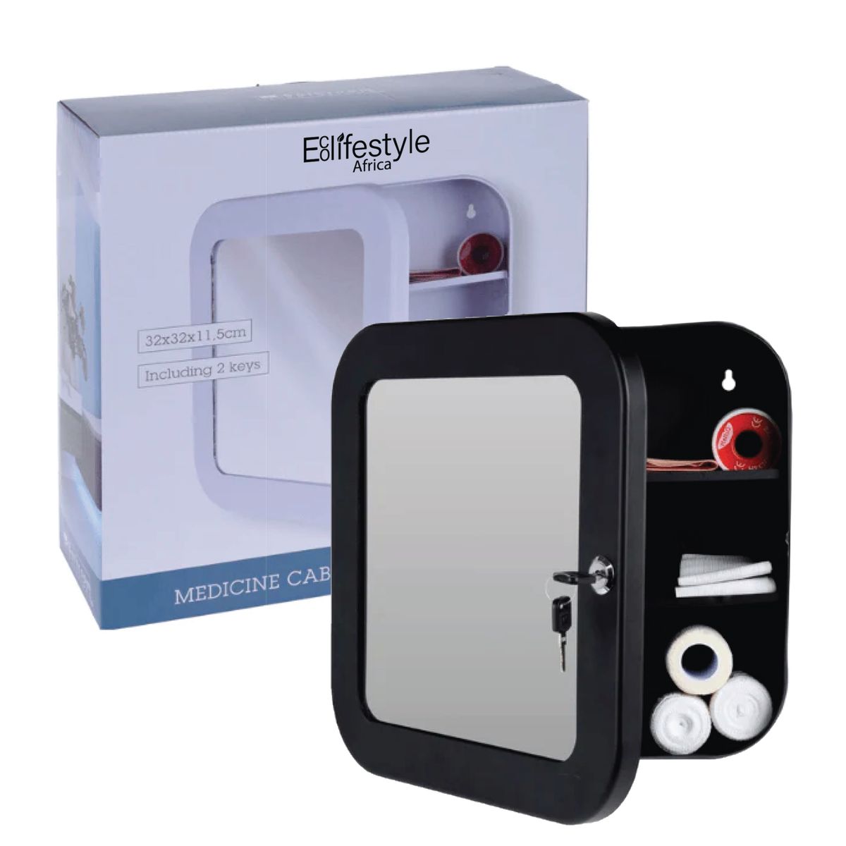 Medicine Cabinet with Mirror - 2 Colors - Storage Cabinet with Keys