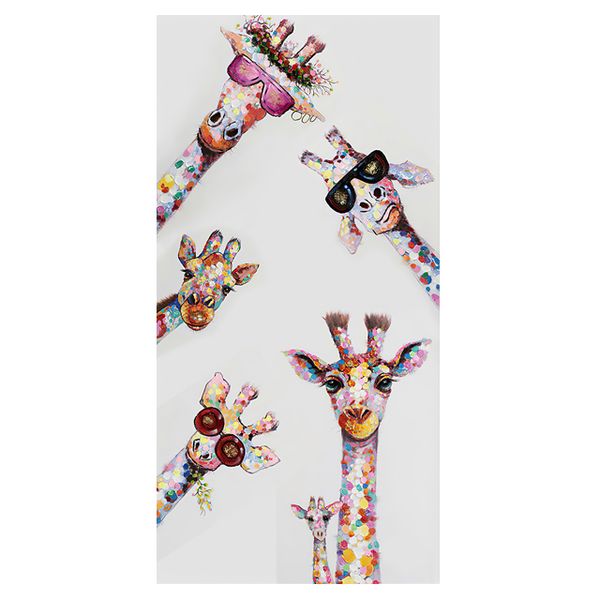 Canvas Art Modern Abstract Paint - Colorful Giraffe Family V2 (Canvas Only)