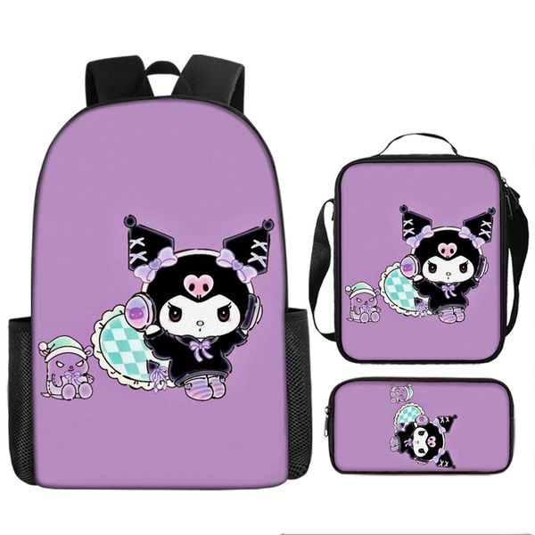 Lunch Box, Pencil Case - 3-Piece -Kuromi image