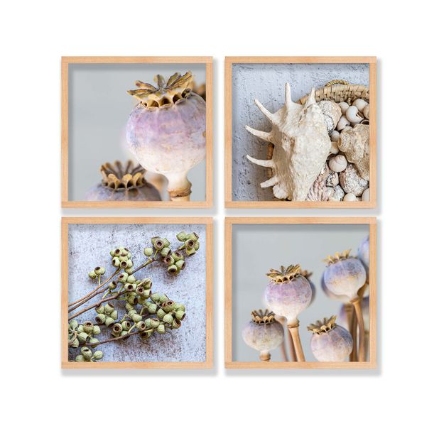 Cape Art Framed Pine Wall Art Canvas 4 Pce Collage Coastal Breeze