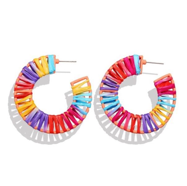 Women’s Geometric Shaped Colorful Ribbon Weaving Earrings