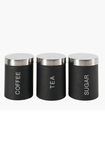 Storage Canisters Set of 3, Black/ Silver