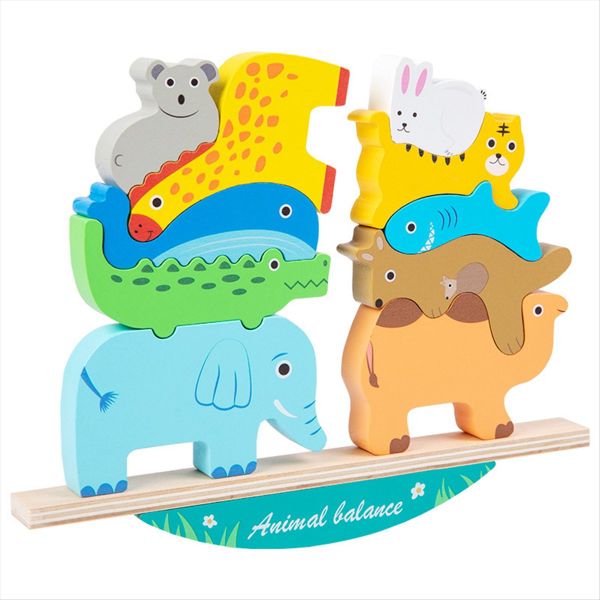 Boys Girls Wooden Animal Blocks Stacking Toy Kids Birthday for Boy Girl Age