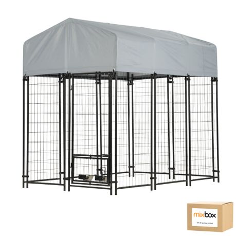 Mix Box 10 Panels Heavy Duty Dog Kennel ,4.26x5x6FT,with Waterproof Cover Image