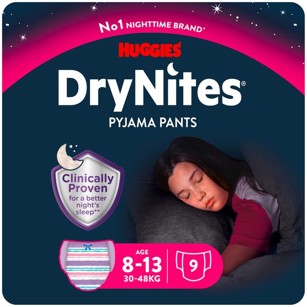 DryNites Pyjama Pants for Girls 8-13 Years- 9's