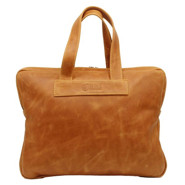 Minx Genuine Leather Laptop Sleeve with Handle Tan