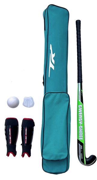 5 Piece Hockey Player Set Composite - Starter Kit - Green Bag - Green Stick