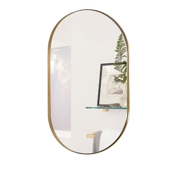 Circular Runway Style Wall Mirror with Black Iron Frame for Home Décor