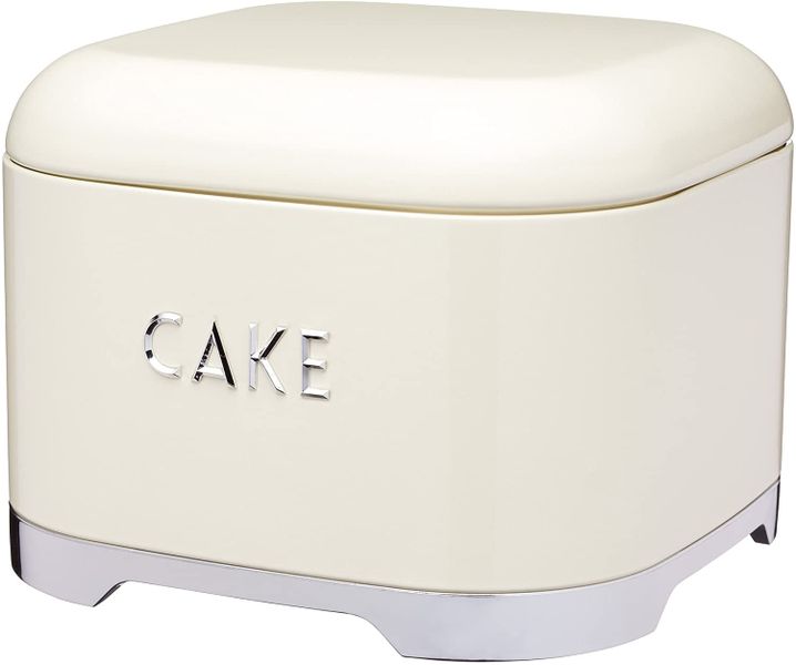 Cake Tin Retro Cream &amp; Silver