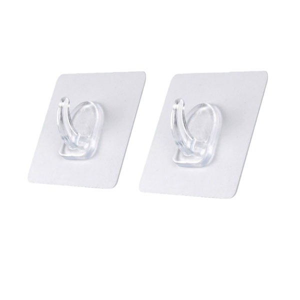 2PC Transparent Heavy Duty Adhesive Hooks Drill-Free Commercial Wall Hooks