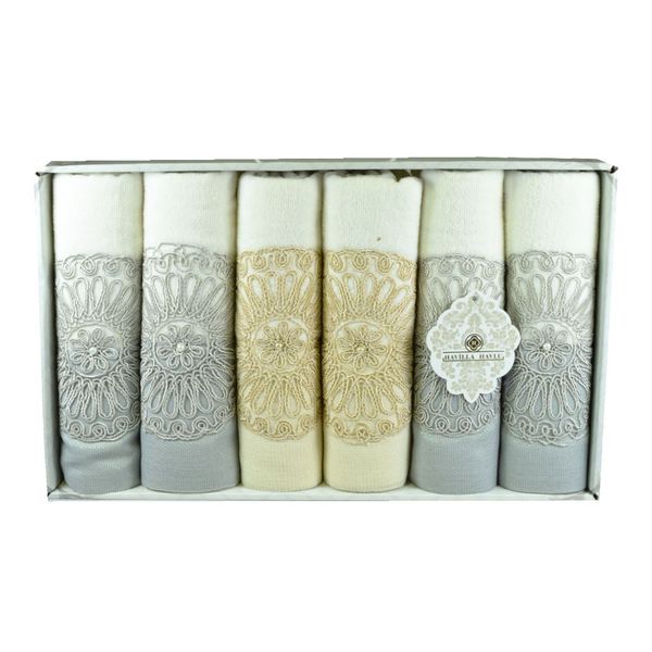 Luxurious Textured Motif Design Soft &amp; Absorbent Hand Towel Set 13