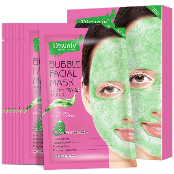 Green Tea &amp; Honey Bubble Facial Mask - Pack Of 10