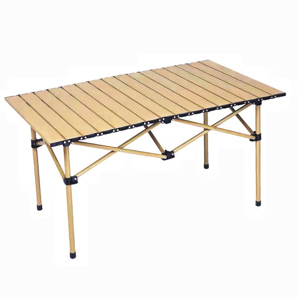 Folding Camping Table Outdoor Aluminum Alloy Folding Dining Table- Brown