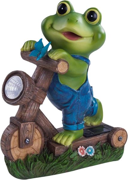 Frog Solar Light, Scooter Garden Statues Waterproof Resin Garden Ornaments