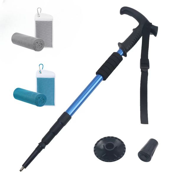1 Blue Retractable Hiking Stick And 2 Blue And G image