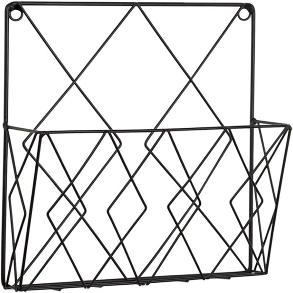 Iron Wall-Mounted Rack: Metal Wire Newspaper File Storage Organizer