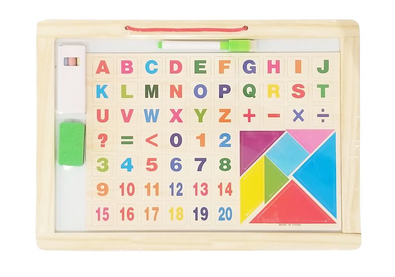Wooden Educational White Board With Alphabets, Numbers and Shapes