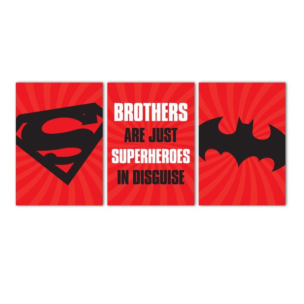 Canvas Nursery Wall Art: Brothers are Just Superheroes in Disguise (Red)