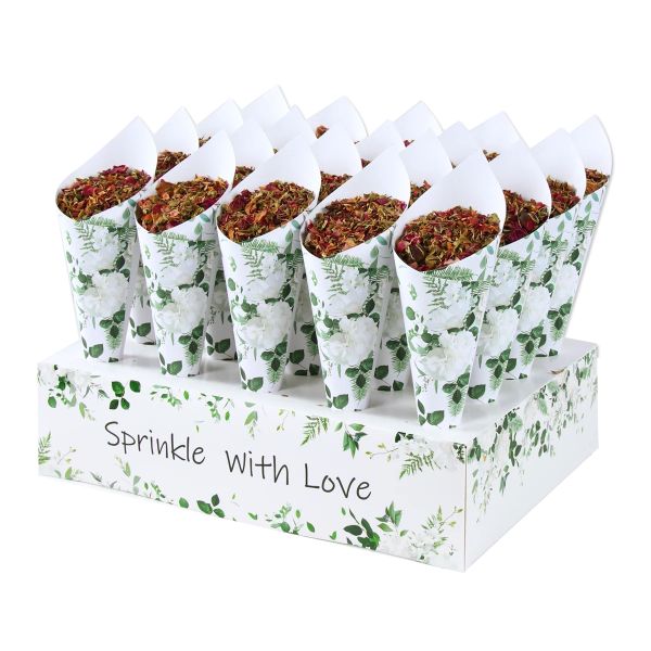 Floral Confetti Cone Holder With 30 Cones