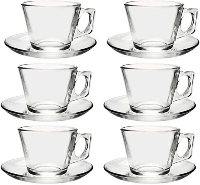 Cup &amp; Saucer Set 12 Piece Glass Espresso Vela 97301