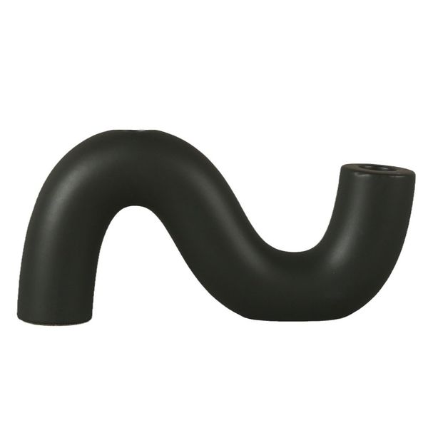 European-Style Minimalist Matte Black Ceramic Candlestick