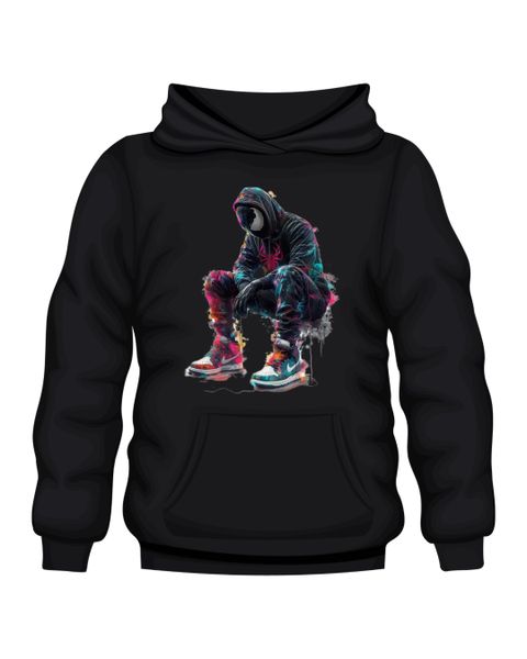 Black Hoodie - Printed - Marvel Graffiti Spider Man