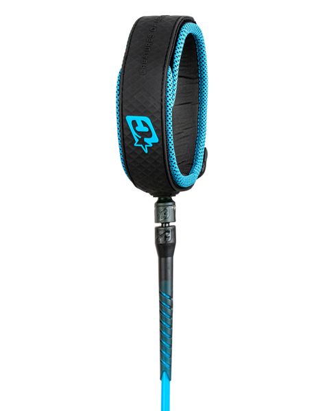 Creatures Longboard Knee 9 Surfboard Leash - Cyan Black