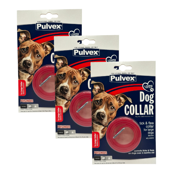 Pulvex Dog Collar for Fleas &amp; Ticks - Large Dogs - Pack of 3