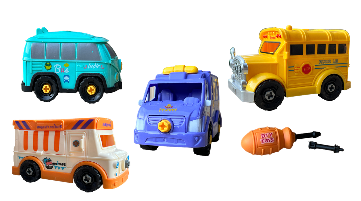 4 Take Apart Disasemble STEM City Buses for Kids Toy Ages 4 5 6