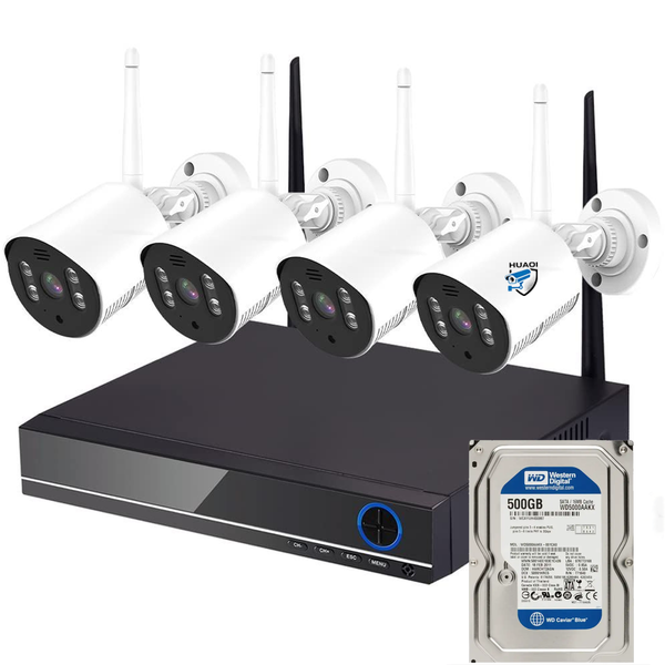 Security Camera System Kit,+ 500 GB HDD +8CH 2MP WiFi NVR +4 2MP Cameras
