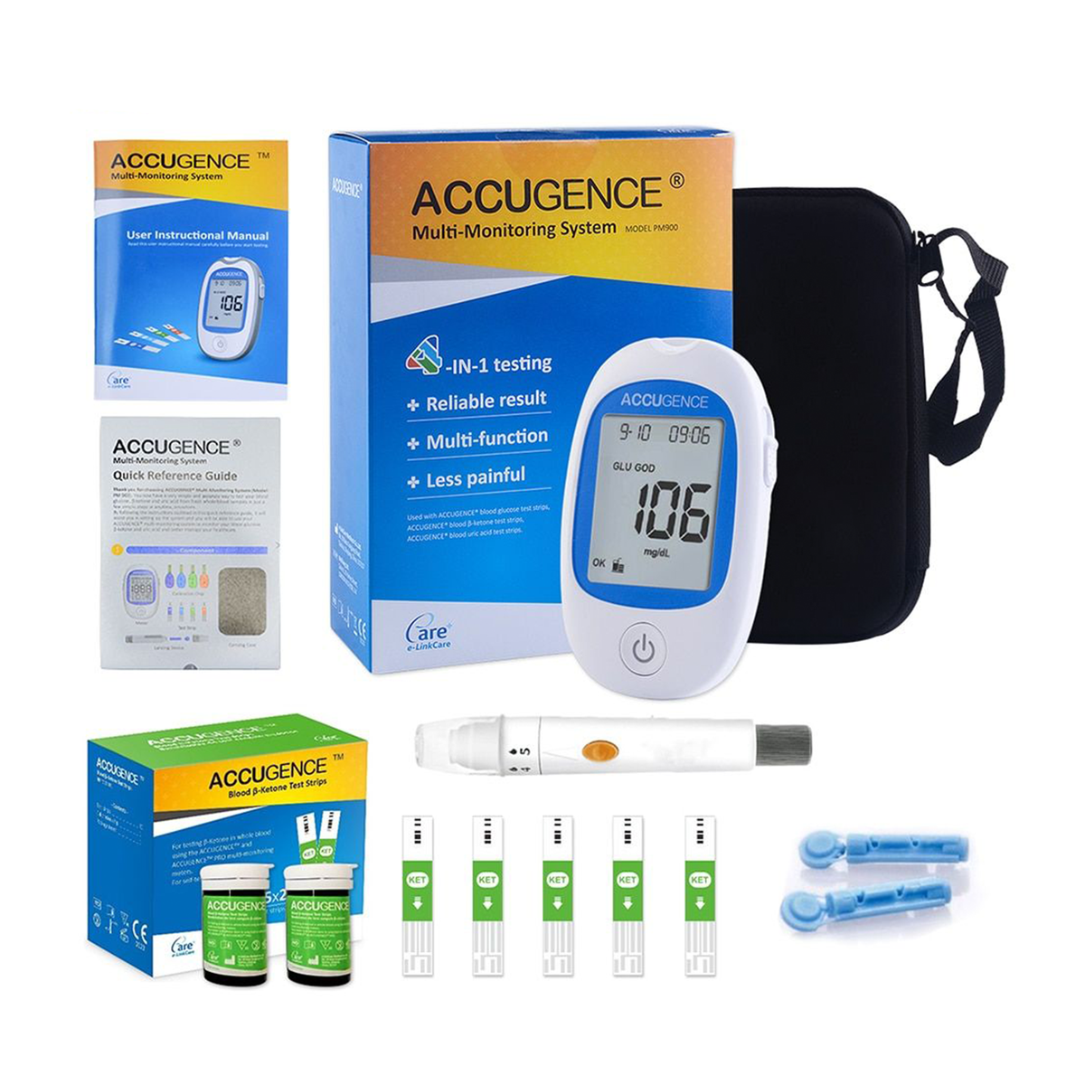 Accugence - Blood Ketone Meter Starter Kit With 30 X Beta-ketone Strips 