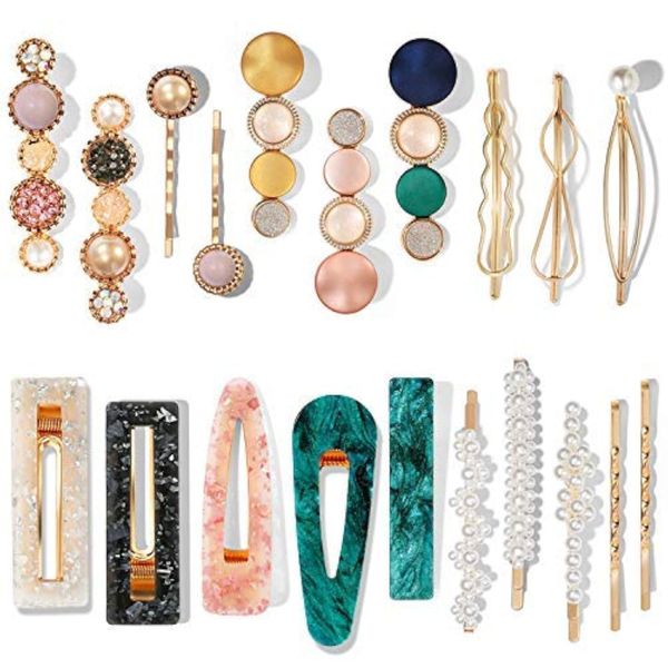 Women/Girls Pearl Acrylic Resin Hair Clips Set - Multicolour - 20 Pieces