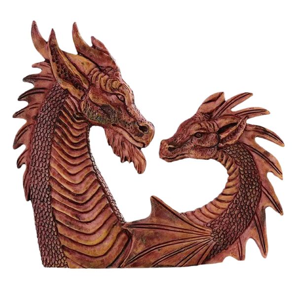 Home Decor Resin Antique Dragon Wall Hanging Sculpture - 13cm
