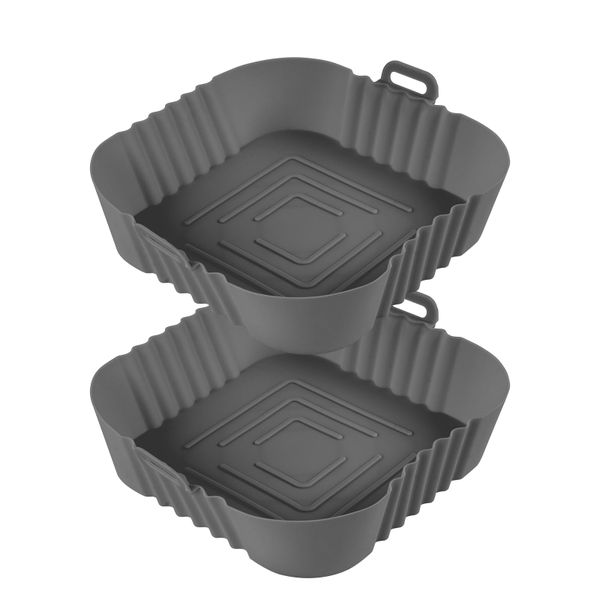 2 Piece 7.8 Inch Square Air Fryer Silicone Liners, Reusable Non-Stick Pot