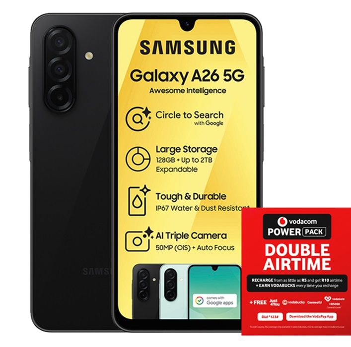 Samsung Galaxy A26 5G 128GB Dual Sim - Black + Vodacom SIM Card Pack