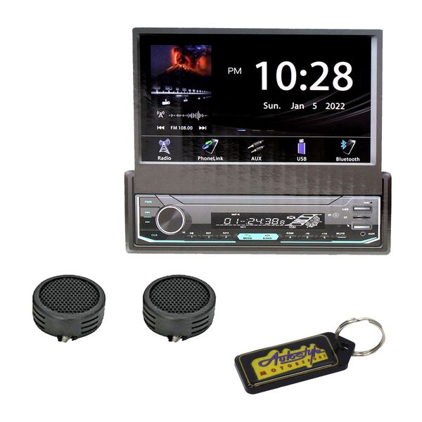 Targa 7" Touchscreen In-Dash Car Radio Media Player &amp;Evo Tweeters &amp; Keyring