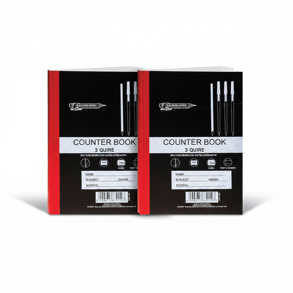 Hard-Cover A4 Notebook with 288 Pages and 3 Quire Binding - 2 Pack
