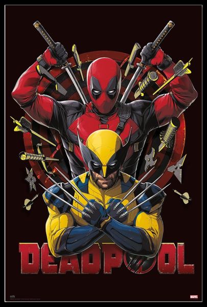 Deadpool &amp; Wolverine - Action Poster with Black Frame